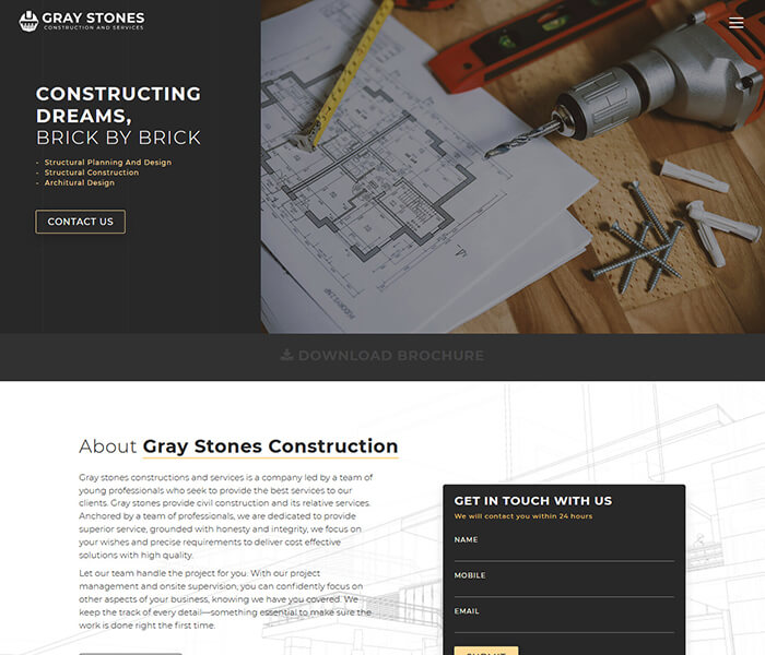 Gray Stones Construction Web development, Branding and Web design